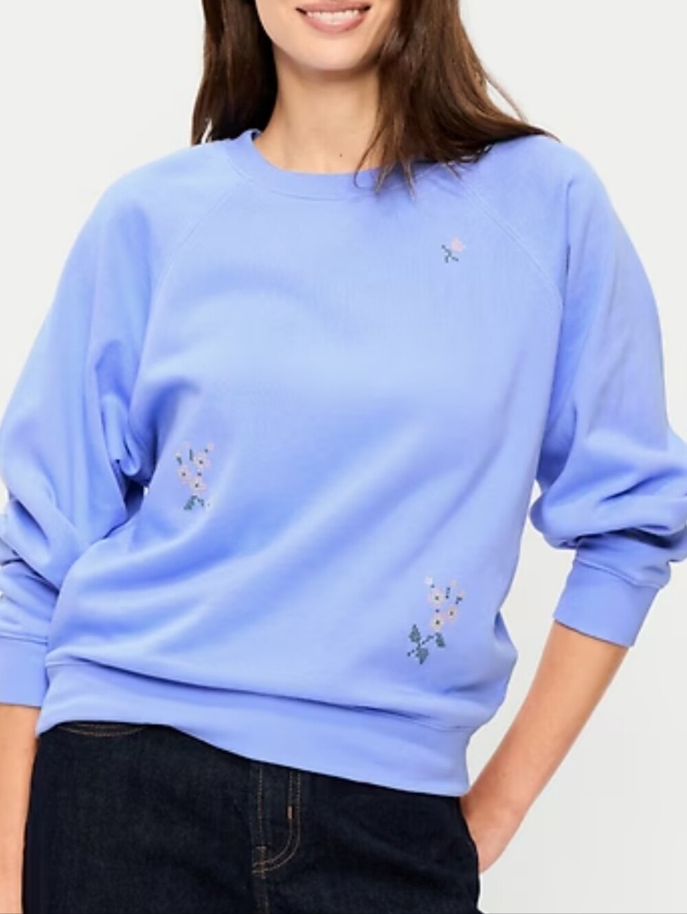 Old Navy Periwinkle Blue Embroidered Sweatshirt